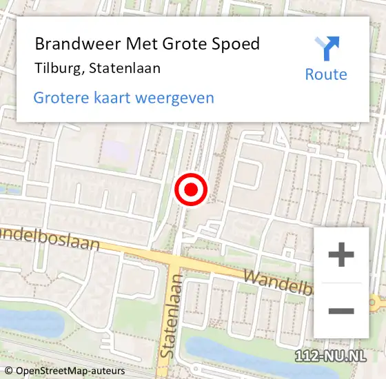 Locatie op kaart van de 112 melding: Brandweer Met Grote Spoed Naar Tilburg, Statenlaan op 16 juni 2019 21:20