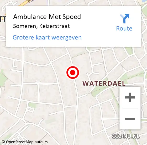 Locatie op kaart van de 112 melding: Ambulance Met Spoed Naar Someren, Keizerstraat op 16 juni 2019 21:40