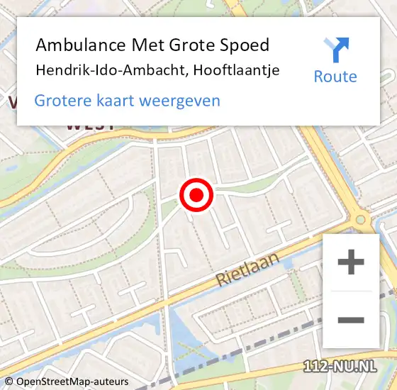 Locatie op kaart van de 112 melding: Ambulance Met Grote Spoed Naar Hendrik-Ido-Ambacht, Hooftlaantje op 16 juni 2019 21:52