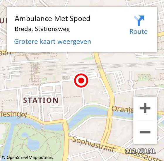 Locatie op kaart van de 112 melding: Ambulance Met Spoed Naar Prinsenbeek, Stationsweg op 16 juni 2019 23:14