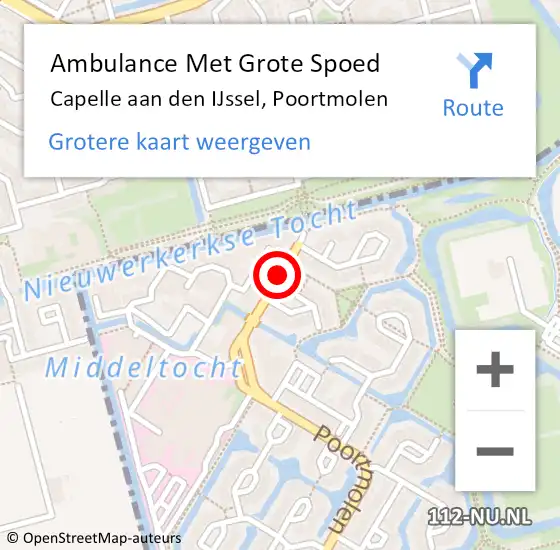 Locatie op kaart van de 112 melding: Ambulance Met Grote Spoed Naar Capelle aan den IJssel, Poortmolen op 16 juni 2019 23:30