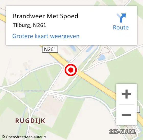 Locatie op kaart van de 112 melding: Brandweer Met Spoed Naar Tilburg, N261 op 17 juni 2019 00:29