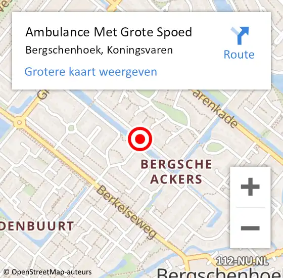 Locatie op kaart van de 112 melding: Ambulance Met Grote Spoed Naar Bergschenhoek, Koningsvaren op 17 juni 2019 01:21