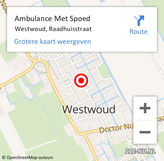 Locatie op kaart van de 112 melding: Ambulance Met Spoed Naar Westwoud, Raadhuisstraat op 17 juni 2019 05:08