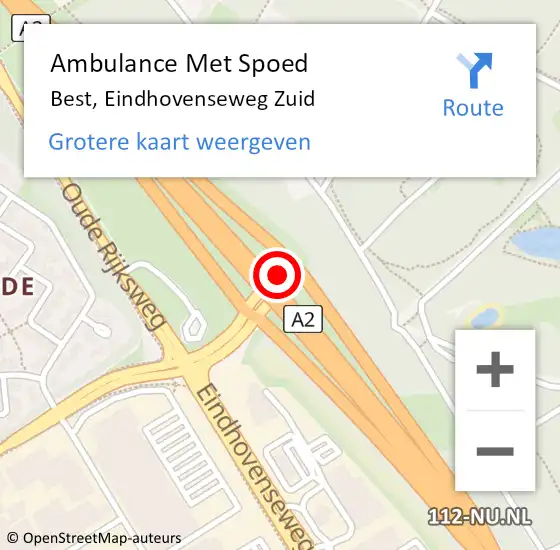 Locatie op kaart van de 112 melding: Ambulance Met Spoed Naar Best, Eindhovenseweg Zuid op 17 juni 2019 05:20