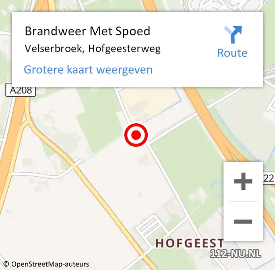 Locatie op kaart van de 112 melding: Brandweer Met Spoed Naar Velserbroek, Hofgeesterweg op 17 juni 2019 05:41