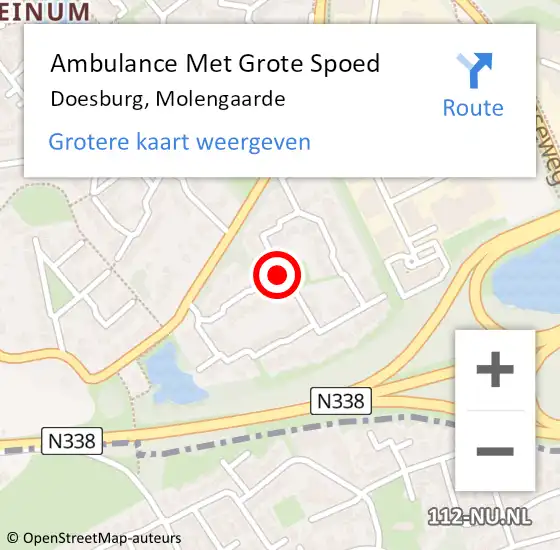 Locatie op kaart van de 112 melding: Ambulance Met Grote Spoed Naar Doesburg, Molengaarde op 17 juni 2019 07:26