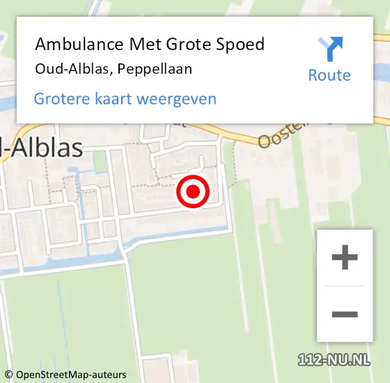 Locatie op kaart van de 112 melding: Ambulance Met Grote Spoed Naar Oud-Alblas, Peppellaan op 17 juni 2019 08:33