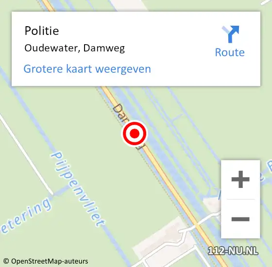 Locatie op kaart van de 112 melding: Politie Oudewater, Damweg op 17 juni 2019 08:34