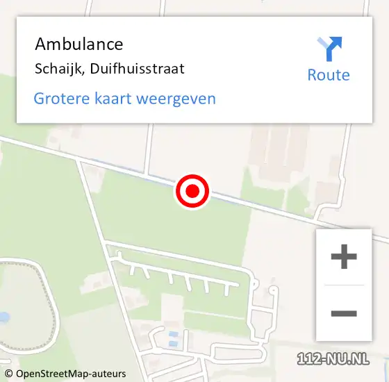 Locatie op kaart van de 112 melding: Ambulance Schaijk, Duifhuisstraat op 17 juni 2019 08:56