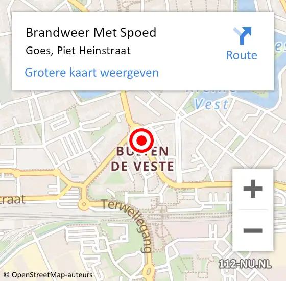 Locatie op kaart van de 112 melding: Brandweer Met Spoed Naar Goes, Piet Heinstraat op 17 juni 2019 09:19