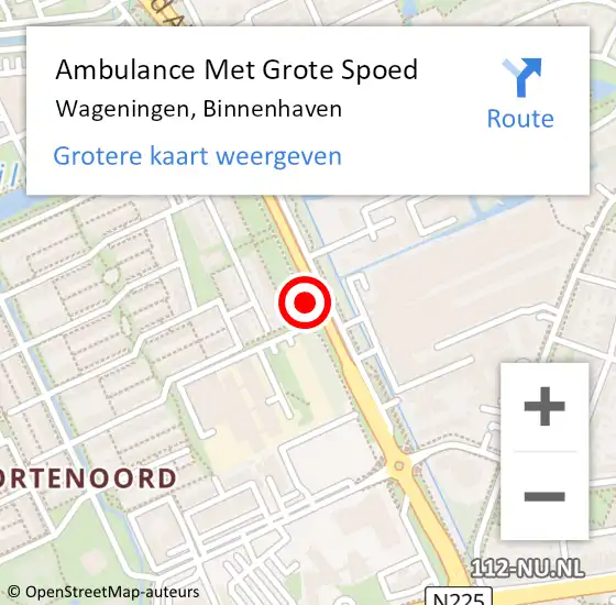 Locatie op kaart van de 112 melding: Ambulance Met Grote Spoed Naar Wageningen, Binnenhaven op 17 juni 2019 09:57