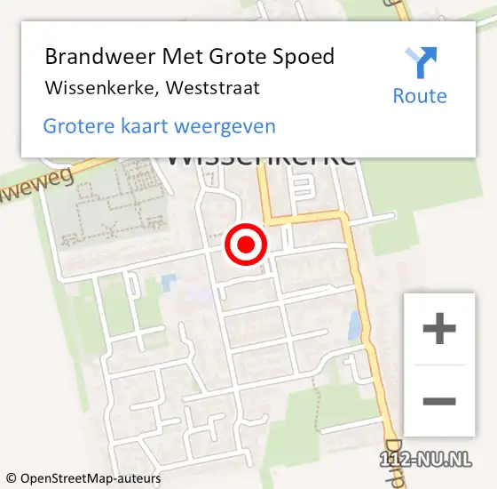 Locatie op kaart van de 112 melding: Brandweer Met Grote Spoed Naar Wissenkerke, Weststraat op 17 juni 2019 10:17