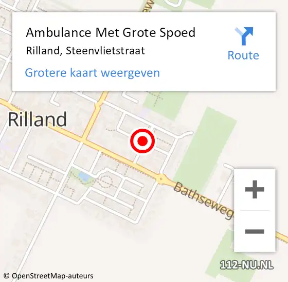 Locatie op kaart van de 112 melding: Ambulance Met Grote Spoed Naar Rilland, Steenvlietstraat op 17 juni 2019 10:27