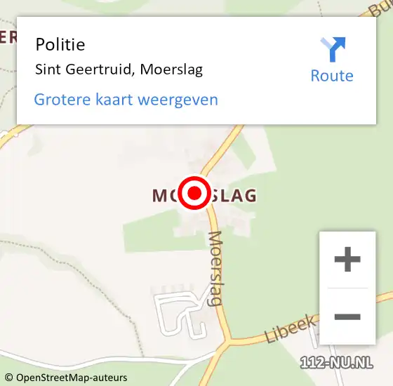 Locatie op kaart van de 112 melding: Politie Sint Geertruid, Moerslag op 17 juni 2019 10:58