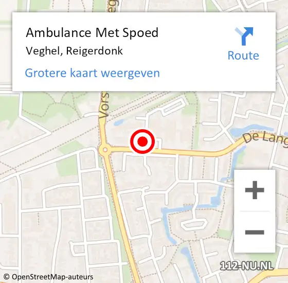 Locatie op kaart van de 112 melding: Ambulance Met Spoed Naar Veghel, Reigerdonk op 17 juni 2019 11:01