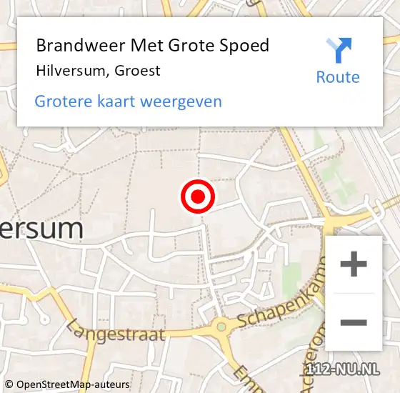Locatie op kaart van de 112 melding: Brandweer Met Grote Spoed Naar Hilversum, Groest op 17 juni 2019 11:36