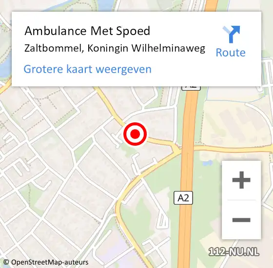 Locatie op kaart van de 112 melding: Ambulance Met Spoed Naar Zaltbommel, Koningin Wilhelminaweg op 17 juni 2019 11:57