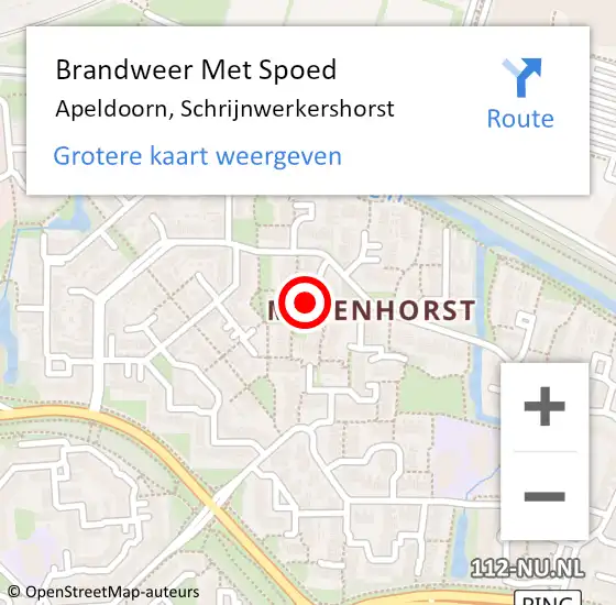 Locatie op kaart van de 112 melding: Brandweer Met Spoed Naar Apeldoorn, Schrijnwerkershorst op 17 juni 2019 11:57