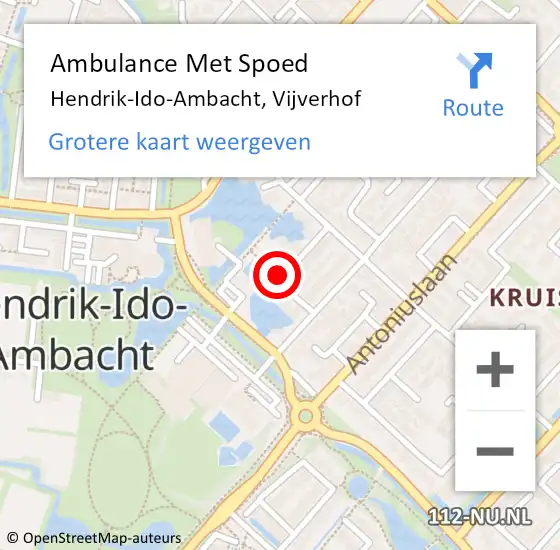 Locatie op kaart van de 112 melding: Ambulance Met Spoed Naar Hendrik-Ido-Ambacht, Vijverhof op 17 juni 2019 12:25