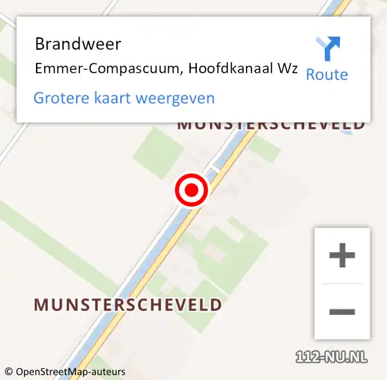 Locatie op kaart van de 112 melding: Brandweer Emmer-Compascuum, Hoofdkanaal Wz op 17 juni 2019 12:26