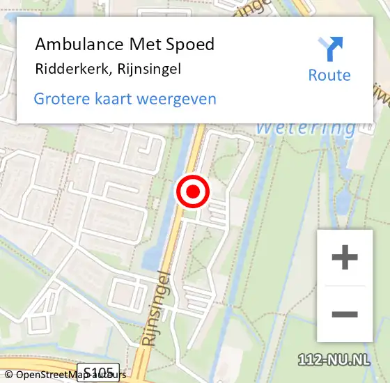 Locatie op kaart van de 112 melding: Ambulance Met Spoed Naar Ridderkerk, Rijnsingel op 17 juni 2019 12:38