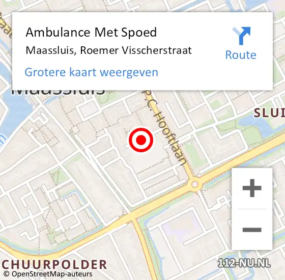 Locatie op kaart van de 112 melding: Ambulance Met Spoed Naar Maassluis, Roemer Visscherstraat op 17 juni 2019 13:03