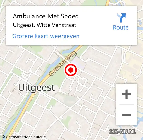 Locatie op kaart van de 112 melding: Ambulance Met Spoed Naar Uitgeest, Witte Venstraat op 17 juni 2019 13:14