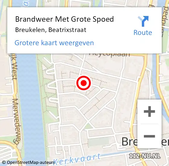 Locatie op kaart van de 112 melding: Brandweer Met Grote Spoed Naar Breukelen, Beatrixstraat op 17 juni 2019 13:15