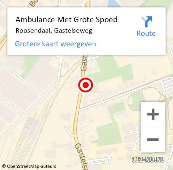 Locatie op kaart van de 112 melding: Ambulance Met Grote Spoed Naar Roosendaal, Gastelseweg op 17 juni 2019 13:35