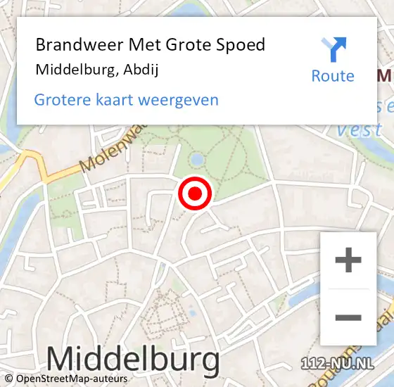 Locatie op kaart van de 112 melding: Brandweer Met Grote Spoed Naar Middelburg, Abdij op 17 juni 2019 13:49