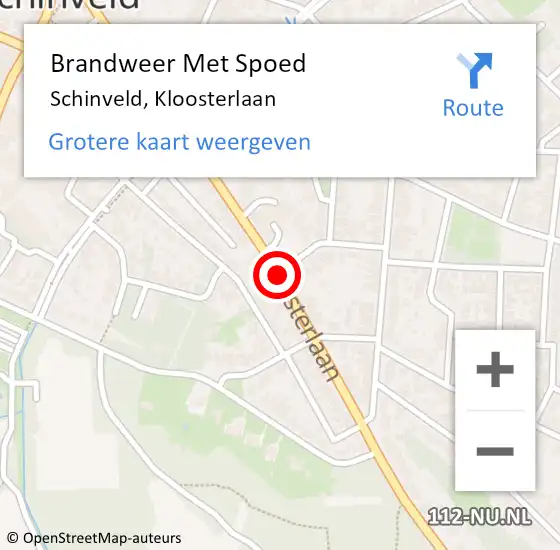 Locatie op kaart van de 112 melding: Brandweer Met Spoed Naar Schinveld, Kloosterlaan op 17 juni 2019 14:20
