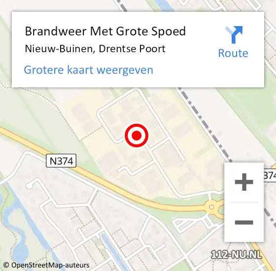 Locatie op kaart van de 112 melding: Brandweer Met Grote Spoed Naar Nieuw-Buinen, Drentse Poort op 17 juni 2019 14:25