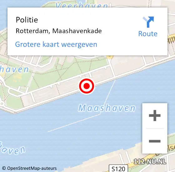 Locatie op kaart van de 112 melding: Politie Rotterdam, Maashavenkade op 17 juni 2019 15:12
