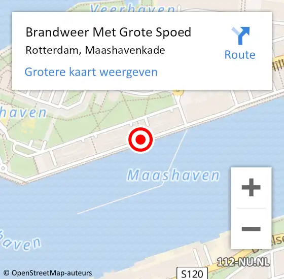 Locatie op kaart van de 112 melding: Brandweer Met Grote Spoed Naar Rotterdam, Maashavenkade op 17 juni 2019 15:13