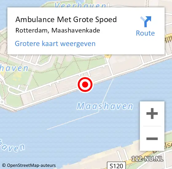 Locatie op kaart van de 112 melding: Ambulance Met Grote Spoed Naar Rotterdam, Maashavenkade op 17 juni 2019 15:15