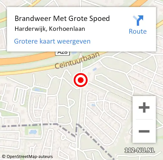 Locatie op kaart van de 112 melding: Brandweer Met Grote Spoed Naar Harderwijk, Korhoenlaan op 17 juni 2019 15:40