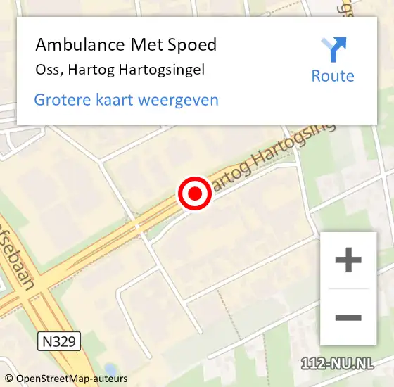 Locatie op kaart van de 112 melding: Ambulance Met Spoed Naar Oss, Hartog Hartogsingel op 17 juni 2019 15:42