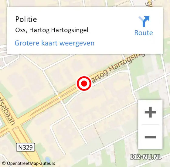 Locatie op kaart van de 112 melding: Politie Oss, Hartog Hartogsingel op 17 juni 2019 15:43