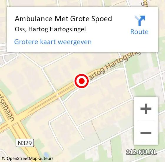 Locatie op kaart van de 112 melding: Ambulance Met Grote Spoed Naar Oss, Hartog Hartogsingel op 17 juni 2019 15:44