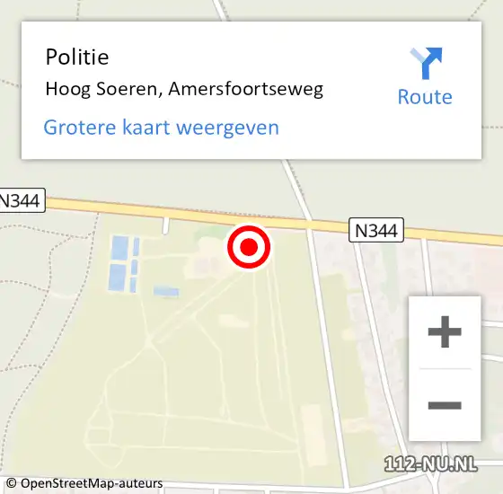 Locatie op kaart van de 112 melding: Politie Hoog Soeren, Amersfoortseweg op 17 juni 2019 15:45
