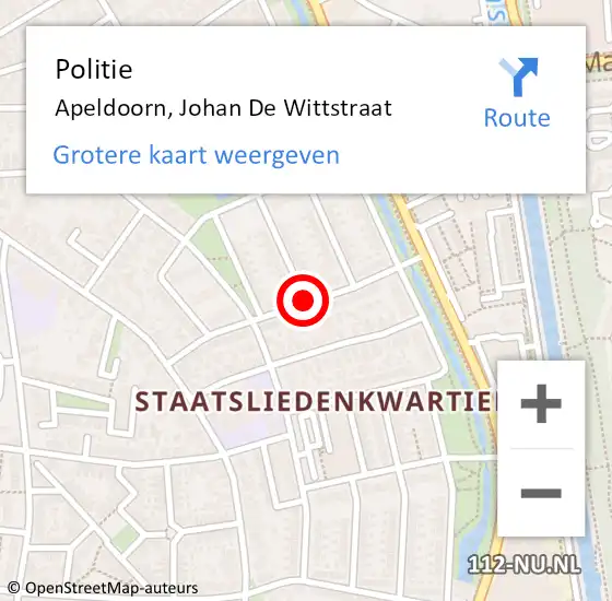 Locatie op kaart van de 112 melding: Politie Apeldoorn, Johan De Wittstraat op 17 juni 2019 15:59