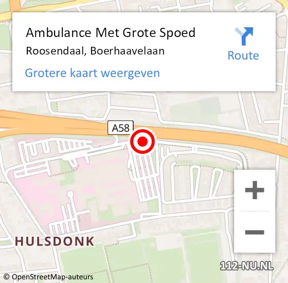 Locatie op kaart van de 112 melding: Ambulance Met Grote Spoed Naar Roosendaal, Boerhaavelaan op 17 juni 2019 16:20