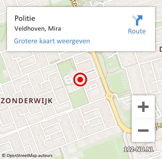 Locatie op kaart van de 112 melding: Politie Veldhoven, Mira op 17 juni 2019 16:51