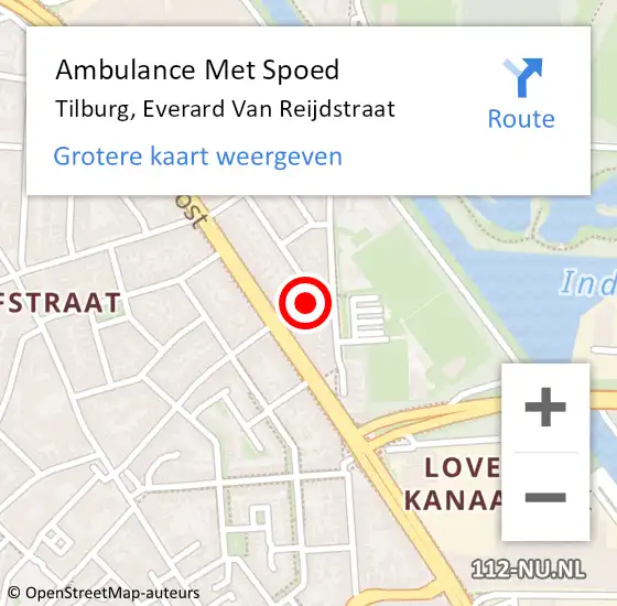 Locatie op kaart van de 112 melding: Ambulance Met Spoed Naar Tilburg, Everard Van Reijdstraat op 17 juni 2019 16:55