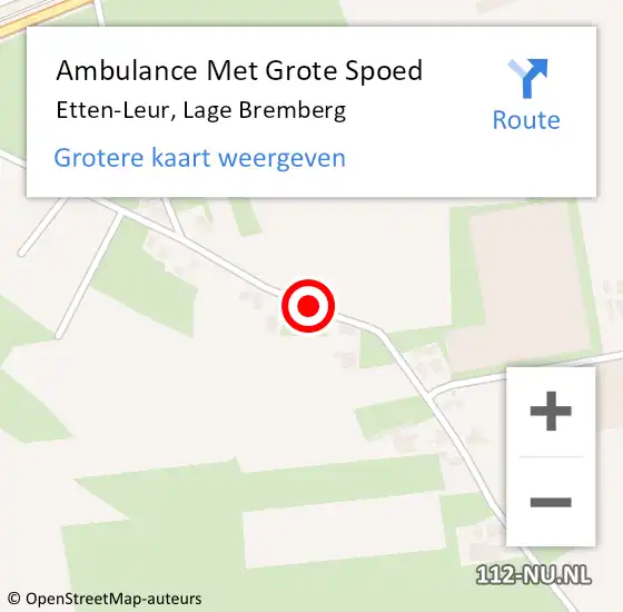 Locatie op kaart van de 112 melding: Ambulance Met Grote Spoed Naar Etten-Leur, Lage Bremberg op 17 juni 2019 16:57