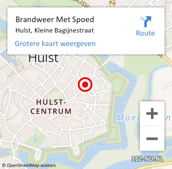 Locatie op kaart van de 112 melding: Brandweer Met Spoed Naar Hulst, Kleine Bagijnestraat op 17 juni 2019 18:50