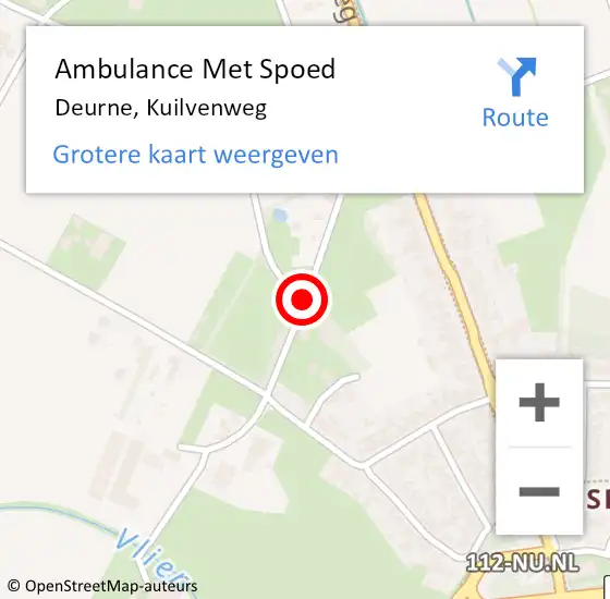 Locatie op kaart van de 112 melding: Ambulance Met Spoed Naar Deurne, Kuilvenweg op 17 juni 2019 19:01