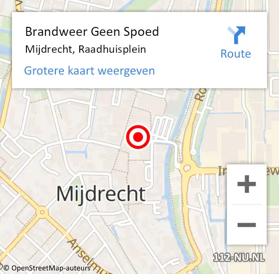 Locatie op kaart van de 112 melding: Brandweer Geen Spoed Naar Mijdrecht, Raadhuisplein op 17 juni 2019 19:09