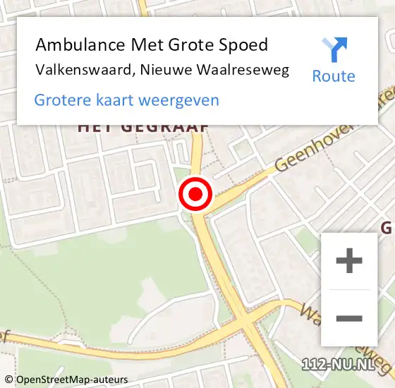Locatie op kaart van de 112 melding: Ambulance Met Grote Spoed Naar Valkenswaard, Nieuwe Waalreseweg op 17 juni 2019 19:23